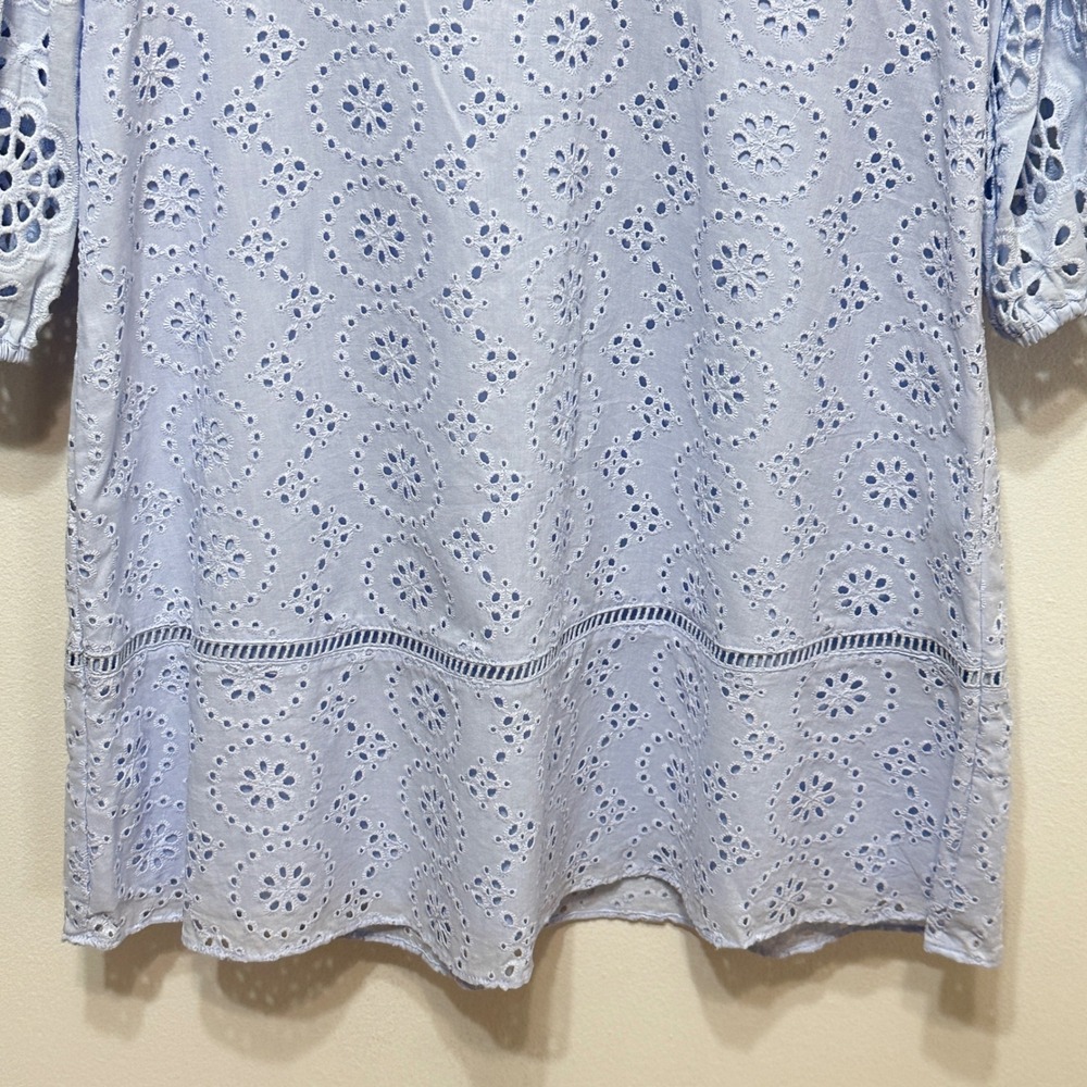 Banana Republic Eyelet Lace Puff Sleeve Mini Dress Womens 6 Preppy Cottage Party - Picture 6 of 13